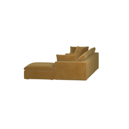 Canapé d'angle modulaire trois places Ari avec personnalisation complète du tissu