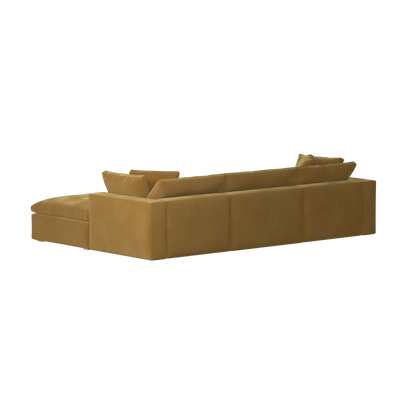 Canapé d'angle modulaire trois places Ari avec personnalisation complète du tissu