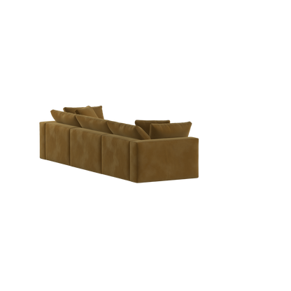 Canapé d'angle modulaire trois places Ari avec personnalisation complète du tissu