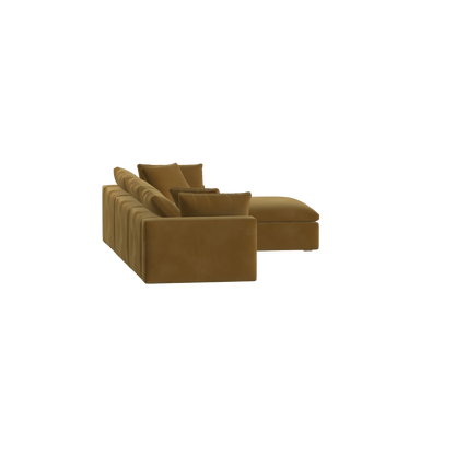 Canapé d'angle modulaire trois places Ari avec personnalisation complète du tissu