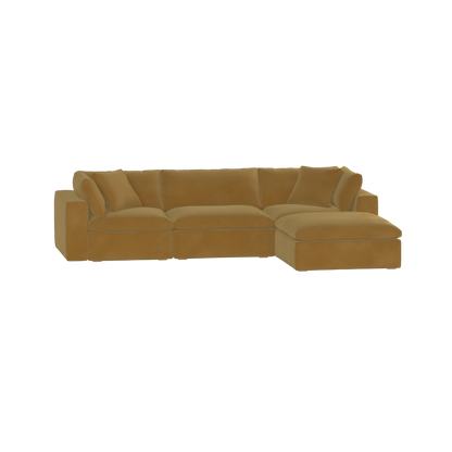 Canapé d'angle modulaire trois places Ari avec personnalisation complète du tissu