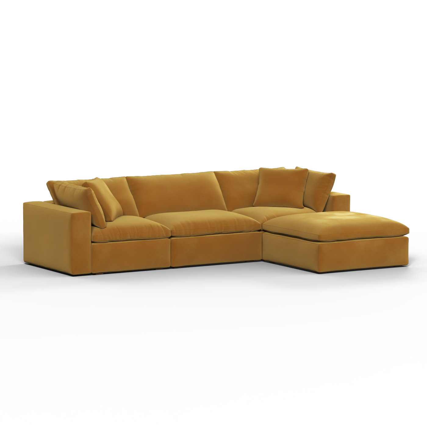 Canapé d'angle modulaire trois places Ari avec personnalisation complète du tissu