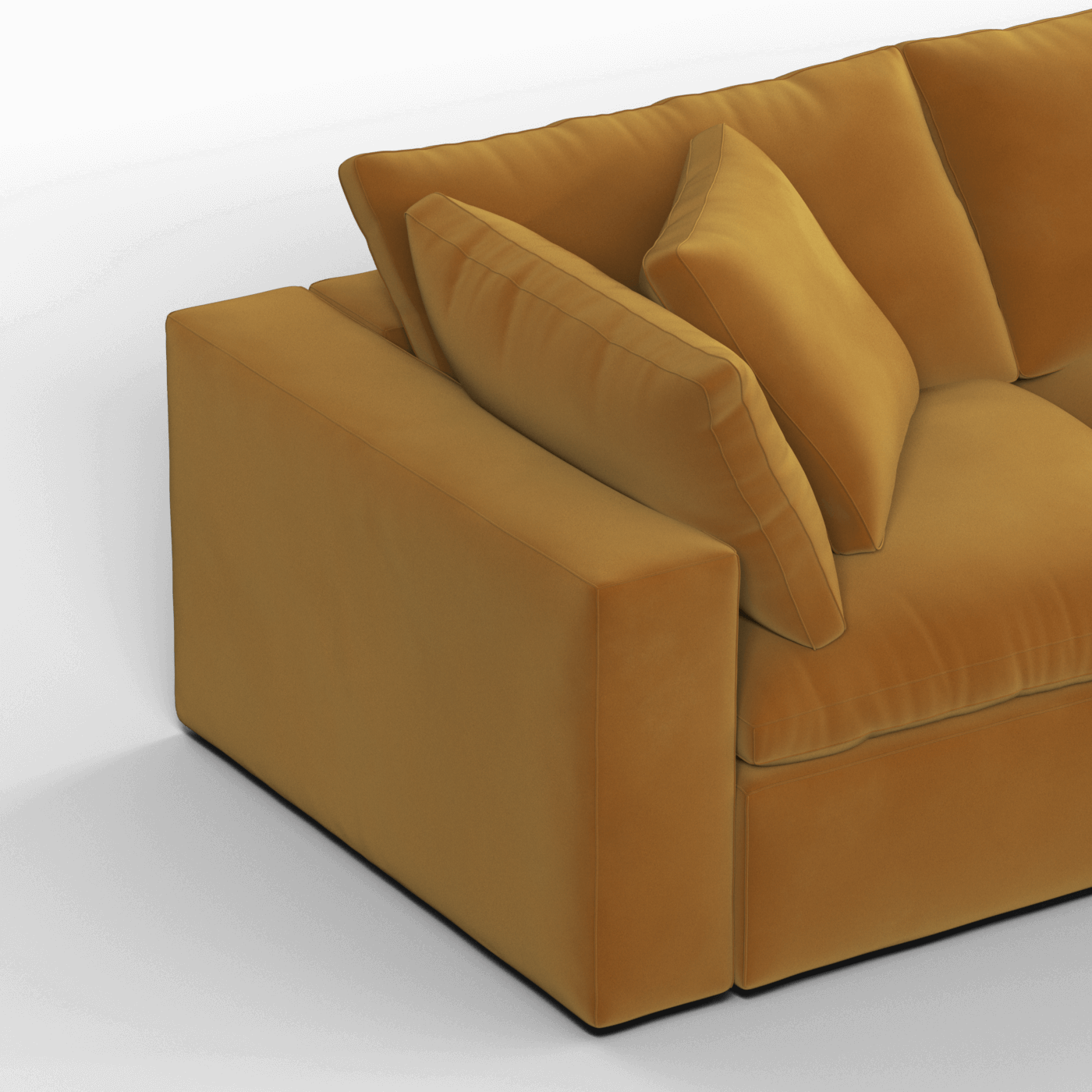 Canapé d'angle modulaire trois places Ari avec personnalisation complète du tissu