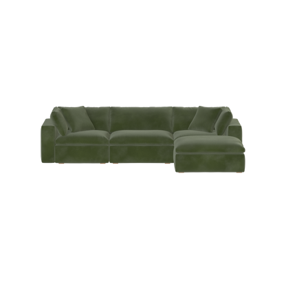 Canapé d'angle modulaire trois places Ari avec personnalisation complète du tissu