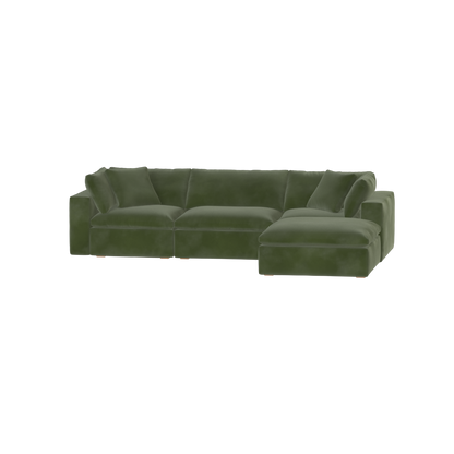 Canapé d'angle modulaire trois places Ari avec personnalisation complète du tissu