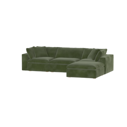 Canapé d'angle modulaire trois places Ari avec personnalisation complète du tissu