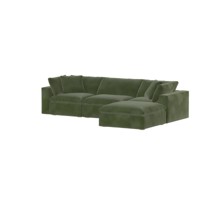 Canapé d'angle modulaire trois places Ari avec personnalisation complète du tissu