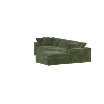 Canapé d'angle modulaire trois places Ari avec personnalisation complète du tissu