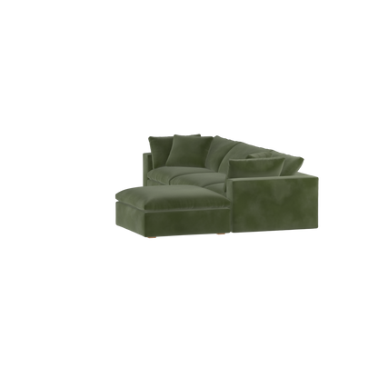 Canapé d'angle modulaire trois places Ari avec personnalisation complète du tissu