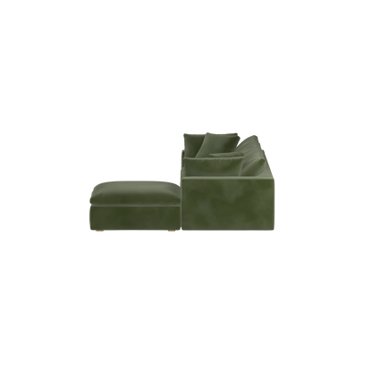 Canapé d'angle modulaire trois places Ari avec personnalisation complète du tissu