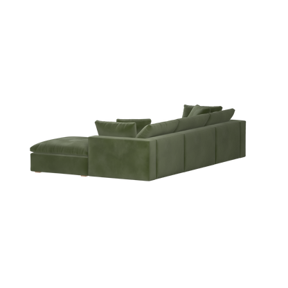 Canapé d'angle modulaire trois places Ari avec personnalisation complète du tissu