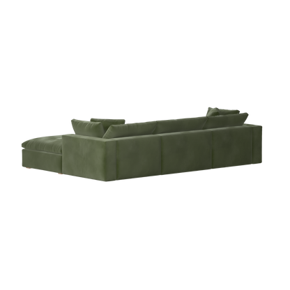 Canapé d'angle modulaire trois places Ari avec personnalisation complète du tissu