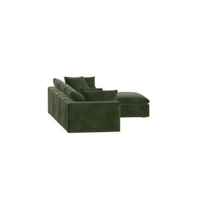 Canapé d'angle modulaire trois places Ari avec personnalisation complète du tissu