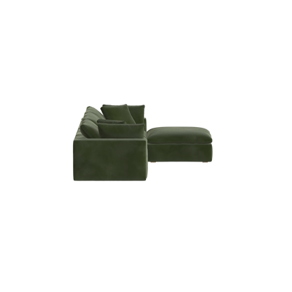Canapé d'angle modulaire trois places Ari avec personnalisation complète du tissu