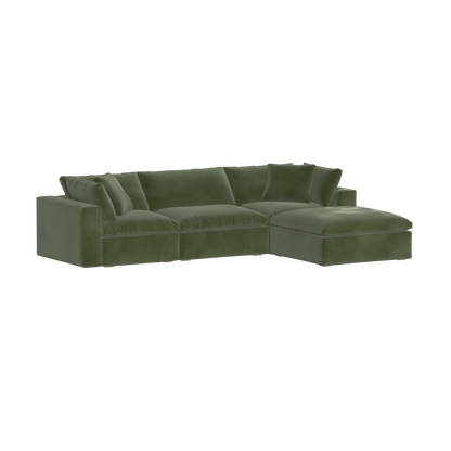 Canapé d'angle modulaire trois places Ari avec personnalisation complète du tissu