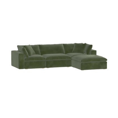 Canapé d'angle modulaire trois places Ari avec personnalisation complète du tissu