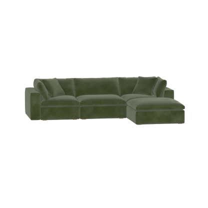 Canapé d'angle modulaire trois places Ari avec personnalisation complète du tissu