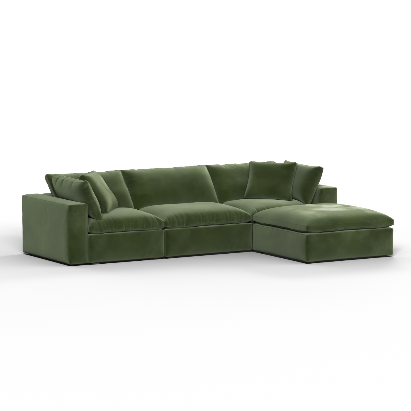 Canapé d'angle modulaire trois places Ari avec personnalisation complète du tissu