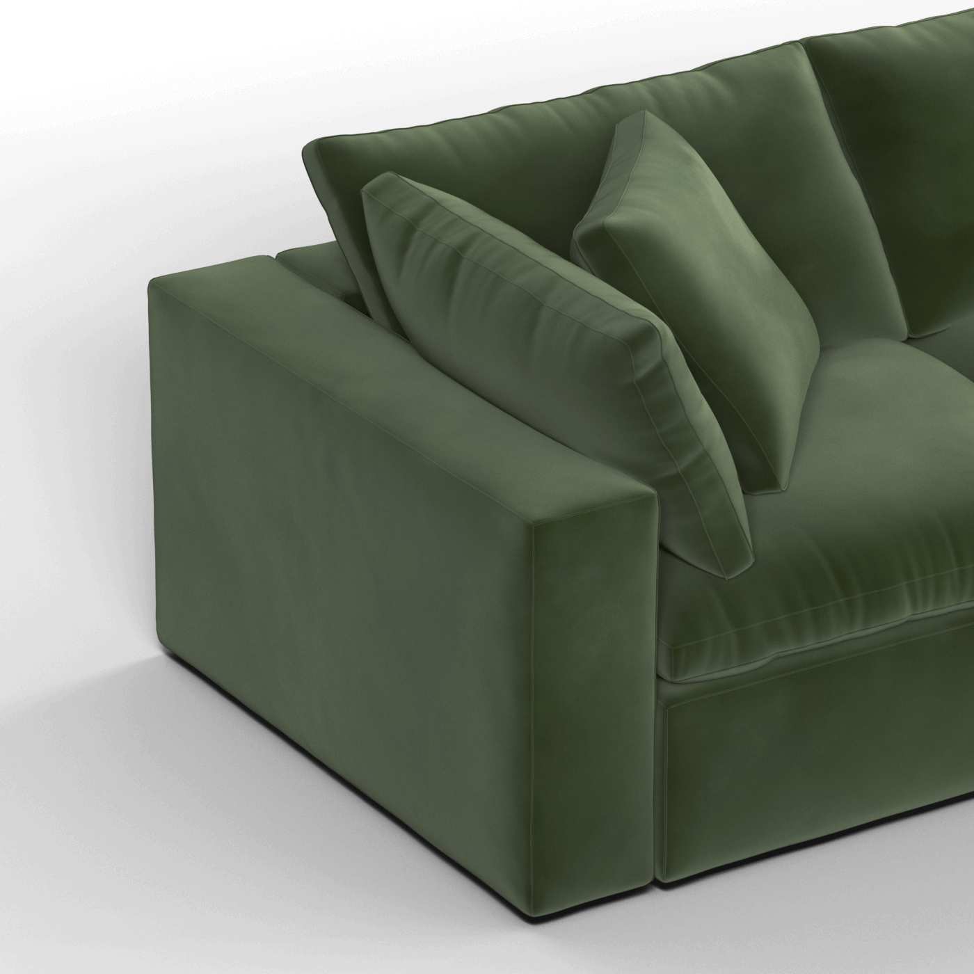 Canapé d'angle modulaire trois places Ari avec personnalisation complète du tissu