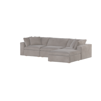 Canapé d'angle modulaire trois places Ari avec personnalisation complète du tissu