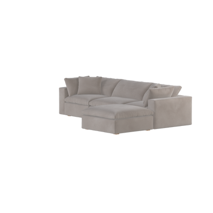 Canapé d'angle modulaire trois places Ari avec personnalisation complète du tissu
