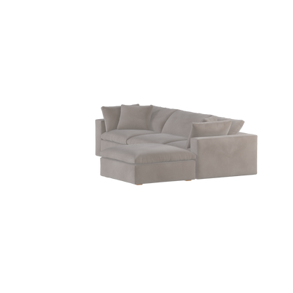 Canapé d'angle modulaire trois places Ari avec personnalisation complète du tissu