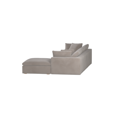 Canapé d'angle modulaire trois places Ari avec personnalisation complète du tissu