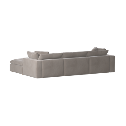 Canapé d'angle modulaire trois places Ari avec personnalisation complète du tissu