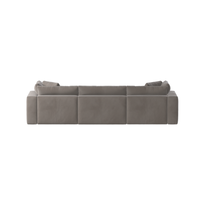 Canapé d'angle modulaire trois places Ari avec personnalisation complète du tissu