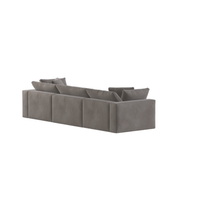 Canapé d'angle modulaire trois places Ari avec personnalisation complète du tissu