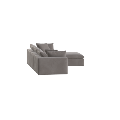 Canapé d'angle modulaire trois places Ari avec personnalisation complète du tissu