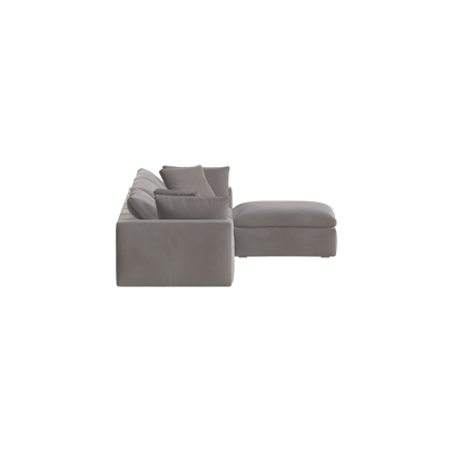Canapé d'angle modulaire trois places Ari avec personnalisation complète du tissu