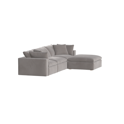 Canapé d'angle modulaire trois places Ari avec personnalisation complète du tissu
