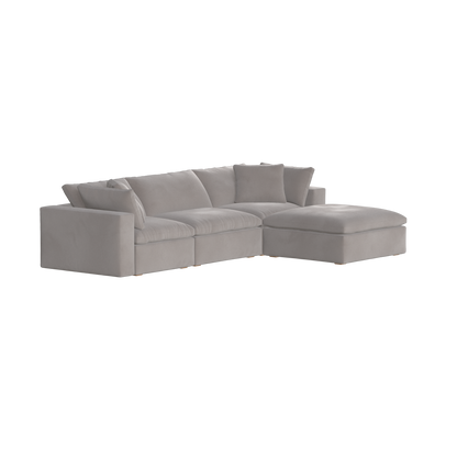 Canapé d'angle modulaire trois places Ari avec personnalisation complète du tissu