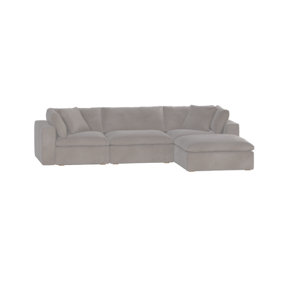 Canapé d'angle modulaire trois places Ari avec personnalisation complète du tissu