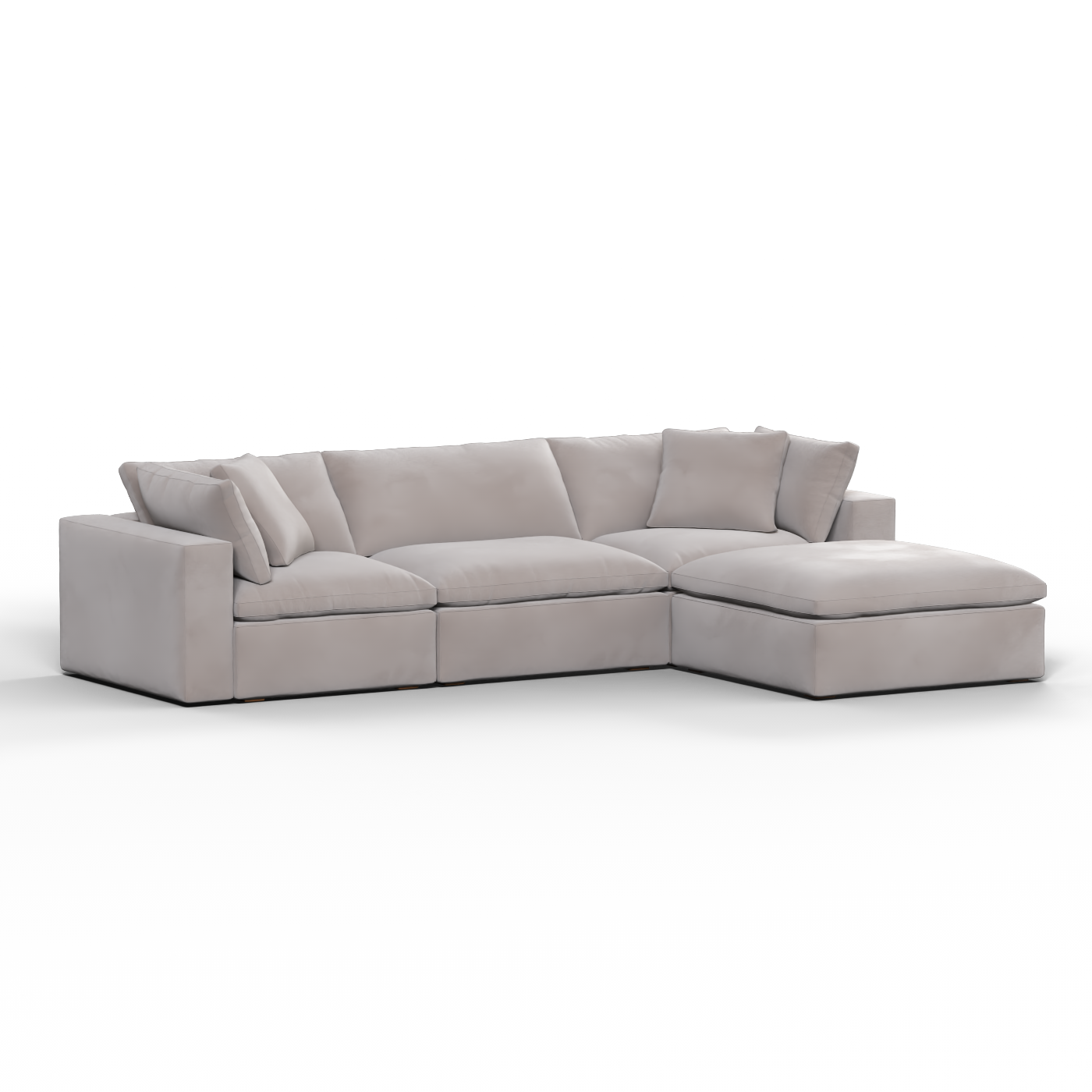 Canapé d'angle modulaire trois places Ari avec personnalisation complète du tissu