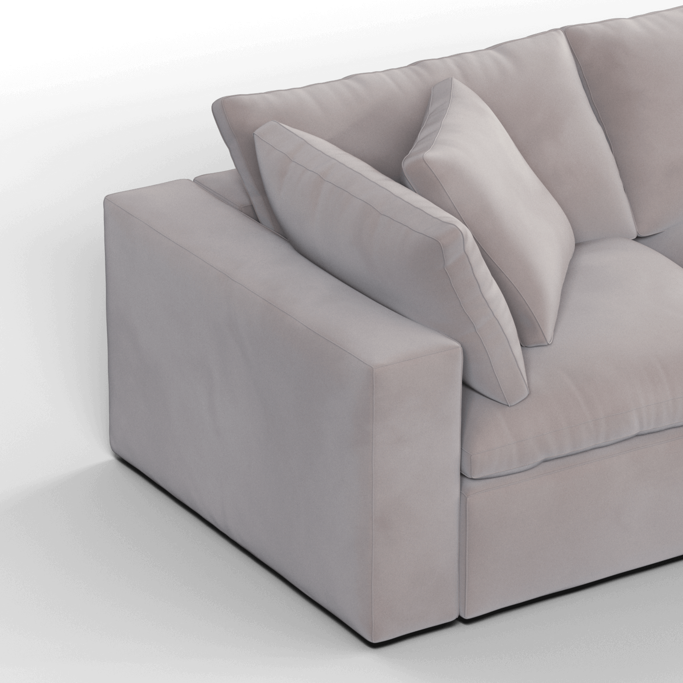 Canapé d'angle modulaire trois places Ari avec personnalisation complète du tissu