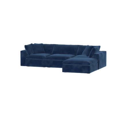 Canapé d'angle modulaire trois places Ari avec personnalisation complète du tissu