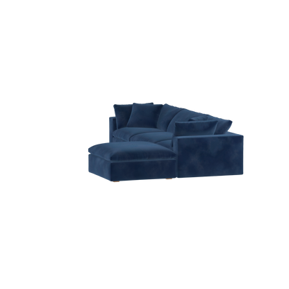 Canapé d'angle modulaire trois places Ari avec personnalisation complète du tissu