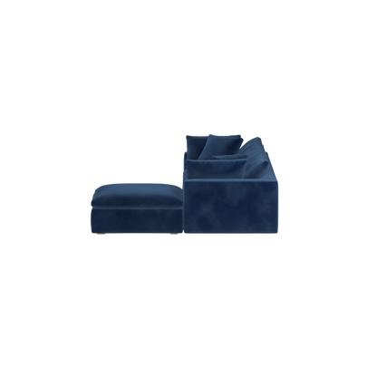 Canapé d'angle modulaire trois places Ari avec personnalisation complète du tissu