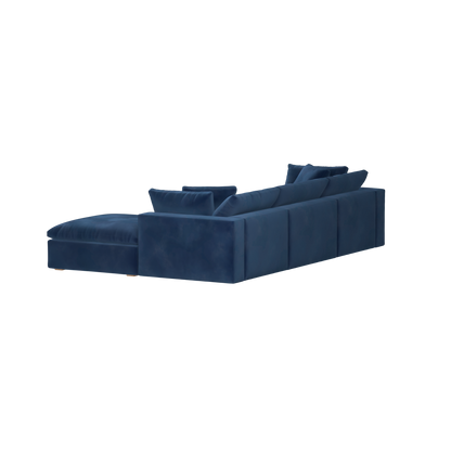 Canapé d'angle modulaire trois places Ari avec personnalisation complète du tissu