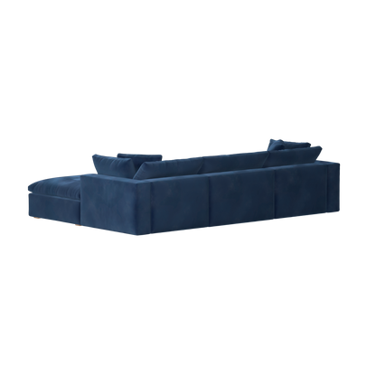 Canapé d'angle modulaire trois places Ari avec personnalisation complète du tissu