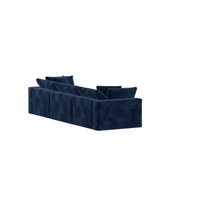 Canapé d'angle modulaire trois places Ari avec personnalisation complète du tissu