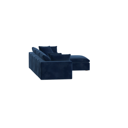 Canapé d'angle modulaire trois places Ari avec personnalisation complète du tissu