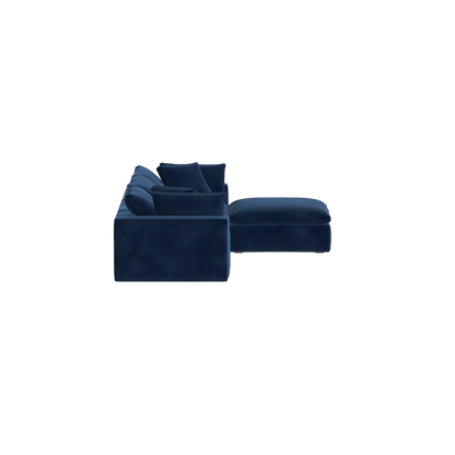 Canapé d'angle modulaire trois places Ari avec personnalisation complète du tissu