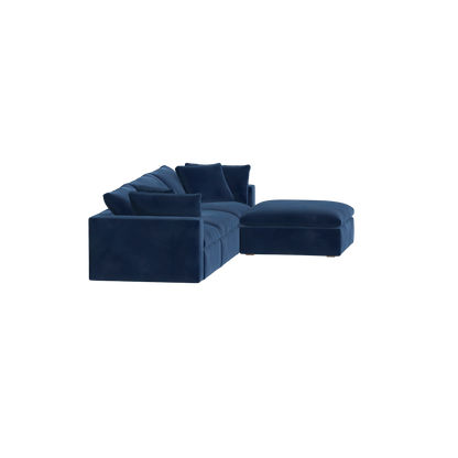 Canapé d'angle modulaire trois places Ari avec personnalisation complète du tissu