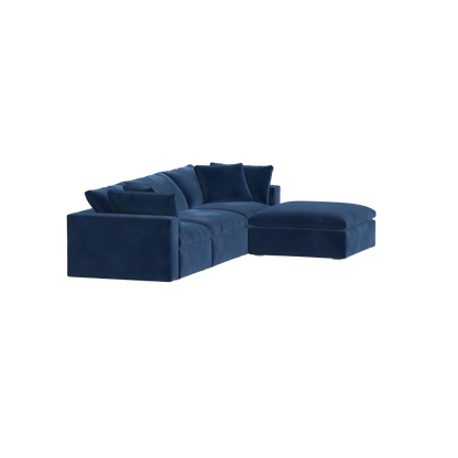 Canapé d'angle modulaire trois places Ari avec personnalisation complète du tissu