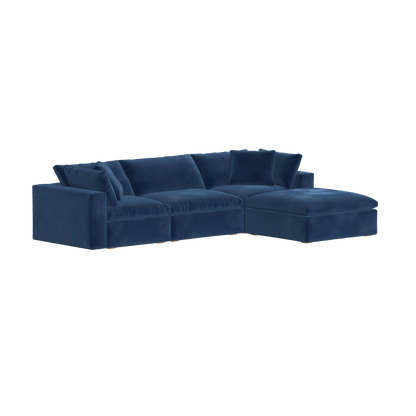 Canapé d'angle modulaire trois places Ari avec personnalisation complète du tissu