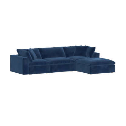 Canapé d'angle modulaire trois places Ari avec personnalisation complète du tissu