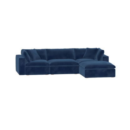 Canapé d'angle modulaire trois places Ari avec personnalisation complète du tissu
